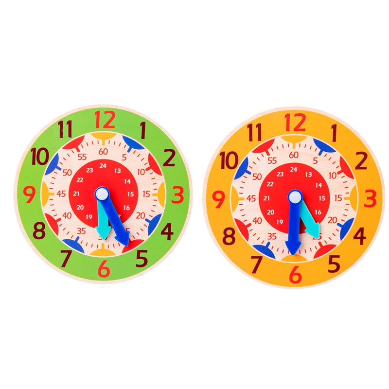 Kids Montessori Wooden Clock Toys Time Learning Teaching Aids Educational Toys For Children Primary School Clever Board Toy