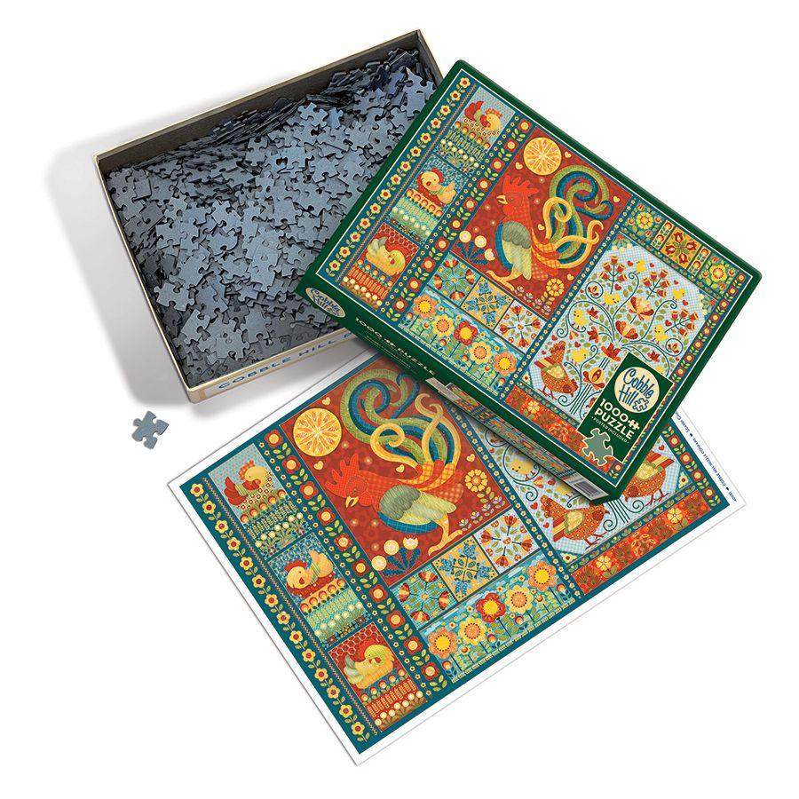 Scandi Chicken Quilt 1000 Piece Jigsaw Puzzle Cobble Hill