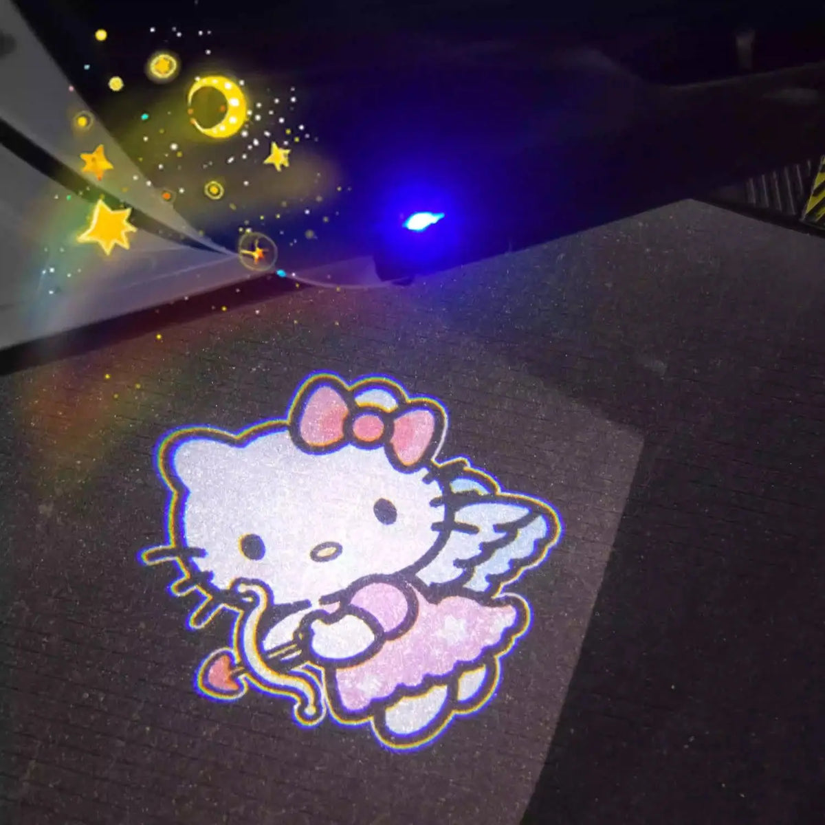 Car Welcome Light Hello Kitty Wireless Door Projector Lamp Auto Induction Ground Projection Car Atmosphere Light Decoration Toys