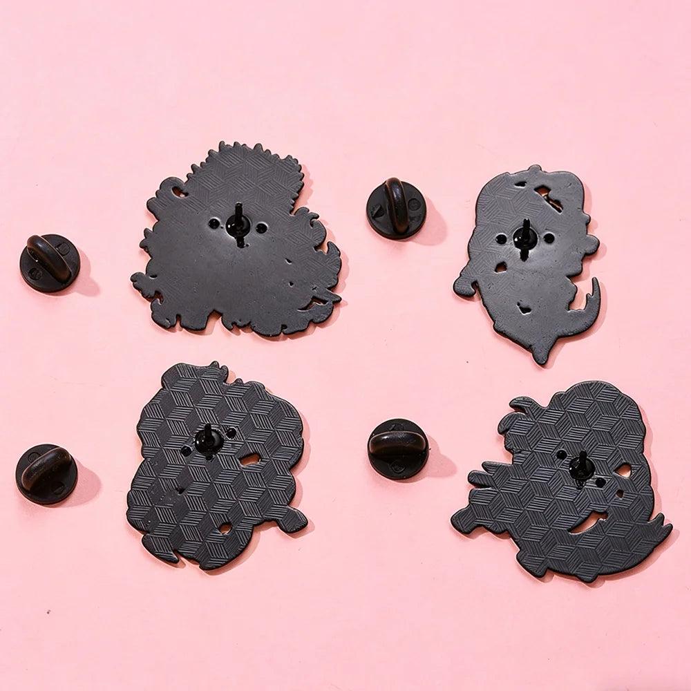 4/8Pcs Anime Demon Slayer Enamel Brooch Pins Kimetsu No Yaiba Character Tanjirou Nezuko Rengoku Metal Lapel Badge Cosplay Gift