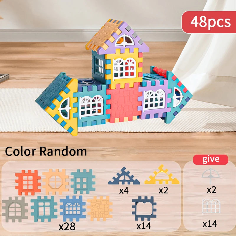 Large Scale House Building Block Simulation Window Design, Kindergarten Construction, creation of Boys and Girls Large House Bui