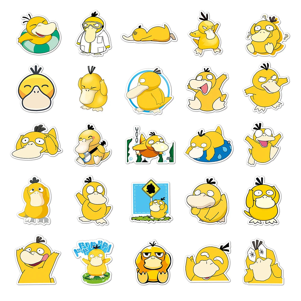 10/30/50pcs Cute Pokemon Anime Psyduck Stickers Funny Decals Toy Phone Water Bottle Notebook Kawaii Cartoon Sticker Decoration