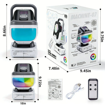 BELEMAR 2026 New Remote Bubble Machine. 360° Rotation, RGB Lights, 1800mAh Battery & Type-C Fast Charging, Portable for Kids, Weddings, Birthdays & Outdoor Camping.