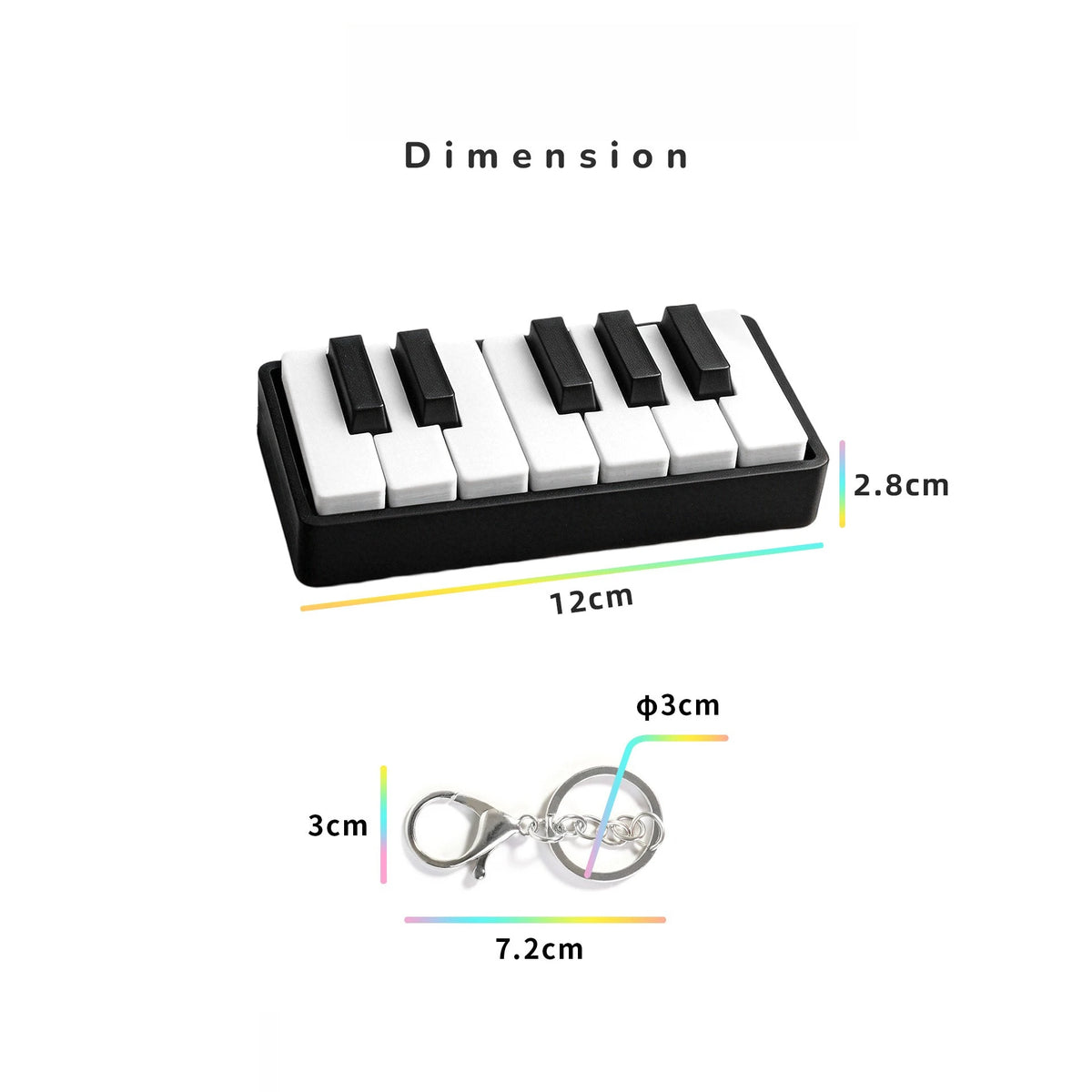 3D Printed Piano Key Pendant Pressure Relief Toys Birthday Gifts Mini Portable Hanging Ornaments Fidgets Toys Kid Fidget Spinner