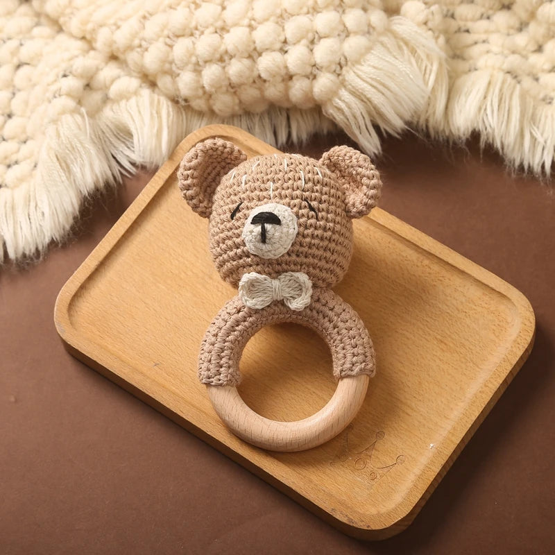 Baby Toys Crochet Animal Rattle Cartoon Music Rattle Toys for Baby Kawaii Teether Rattle Baby Toy 0 12 Months Montessori Toys