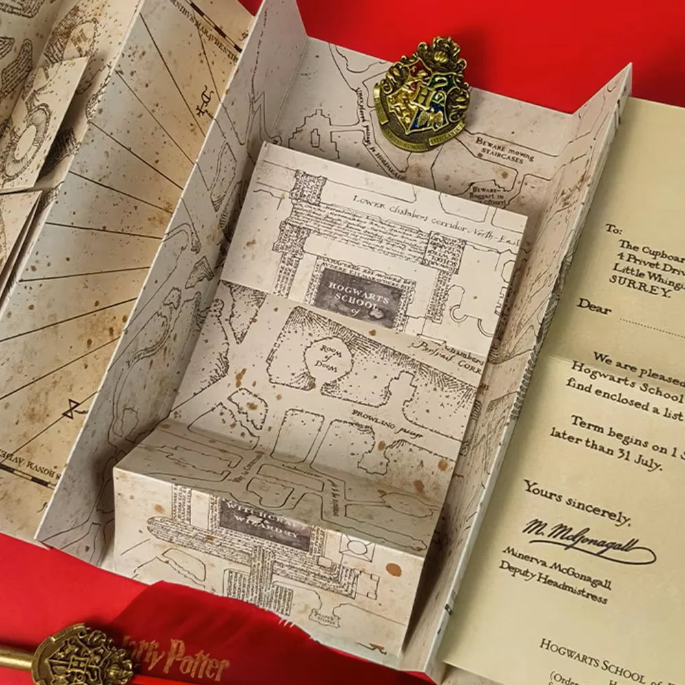 Harry Potter Map Magic Academy Hogwarts Theme HD Full Version Expandable Stereoscopic Magic Treasure Hunt Map Birthdays Gifts