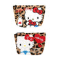NEW Hello Kitty Leopard round Plush Storage Bag Black Leather Kitty cat Coin Wallet Makeup Travel Storage Large capacity BagGift