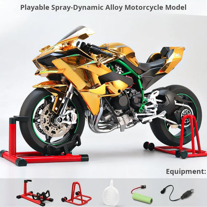 Spray 1:6 Kavvasaki Racing Ninja 500 H2R Motorcycle Simulation Sound Light Fast And Furious Kid Gift Collection Value Display