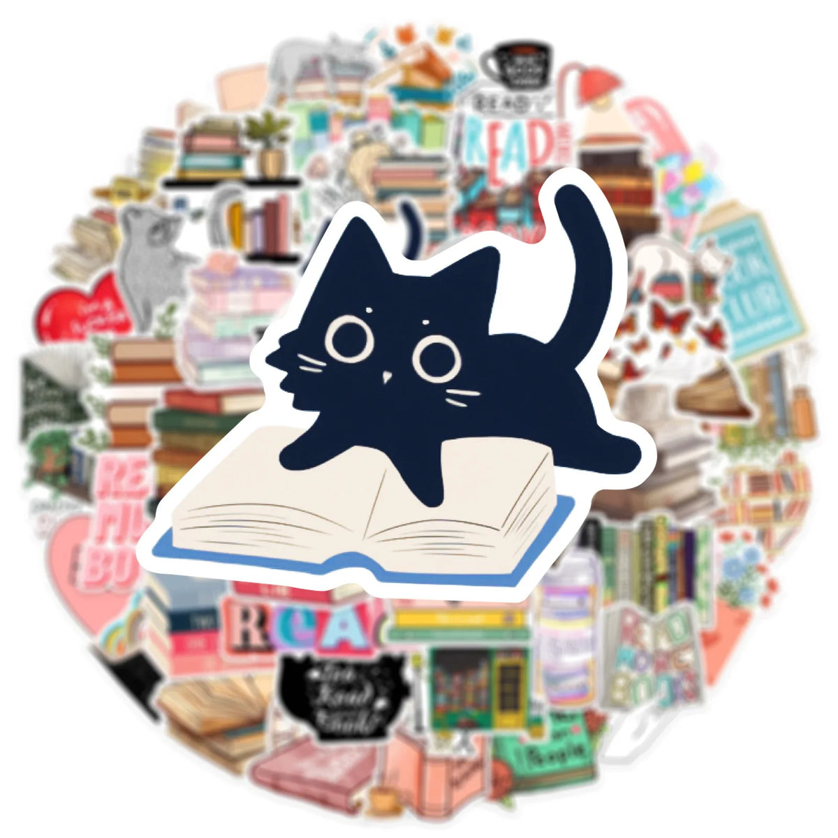 50PCS Diary Book Reading Stickers Aesthetic DIY Scrapbook Notebook Phone Laptop Guitar Luggage Stationery Graffiti Sticker Toy