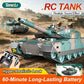 TONGLI Large RC Battle Tank Tracked Off-Road Vehicle, Rechargeable Battery, Multi-Channel Control, Turret Rotation & Elevation, Realistic Sound & Light Effects, All-Terrain Driving, Battle Interaction, Indoor & Outdoor Use, G