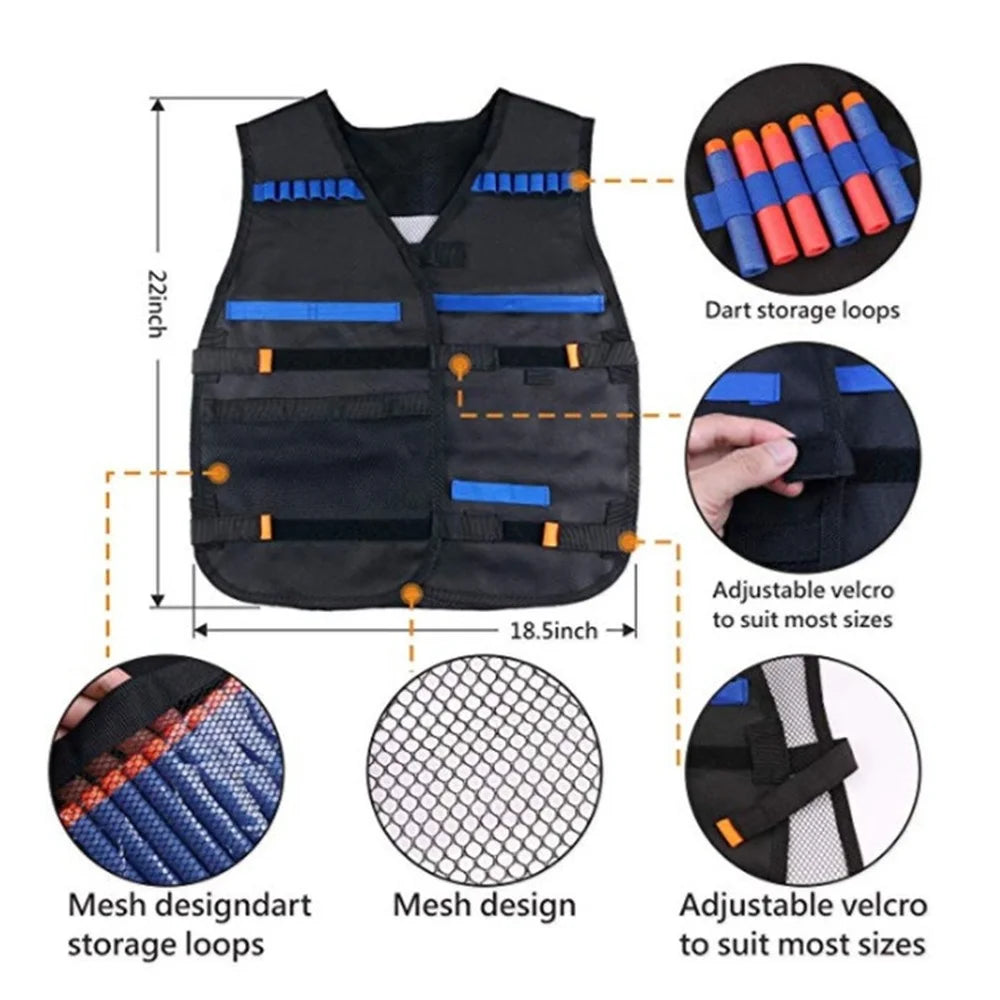 Children Kids Tactical Outdoor Vest Holder Kit Game Guns Accessories Toys for Nerfs N-Strike Elite Series Bullets Boys Gifts Toy