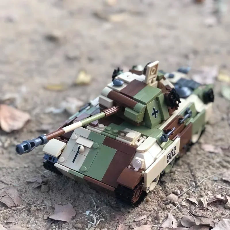 SLuban MOC WW2 Series Normandy Landing P-51 Mustang Fighte Building Blocks Higgins Landing Craft Modle Bricks Tank Toys For Kids