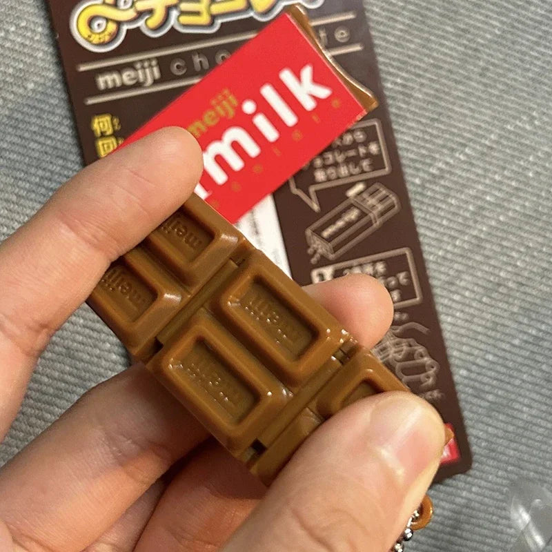 Japanese Simulated Chocolate Fidget Toy Bendable Stress Relief Keychain Creative Gift