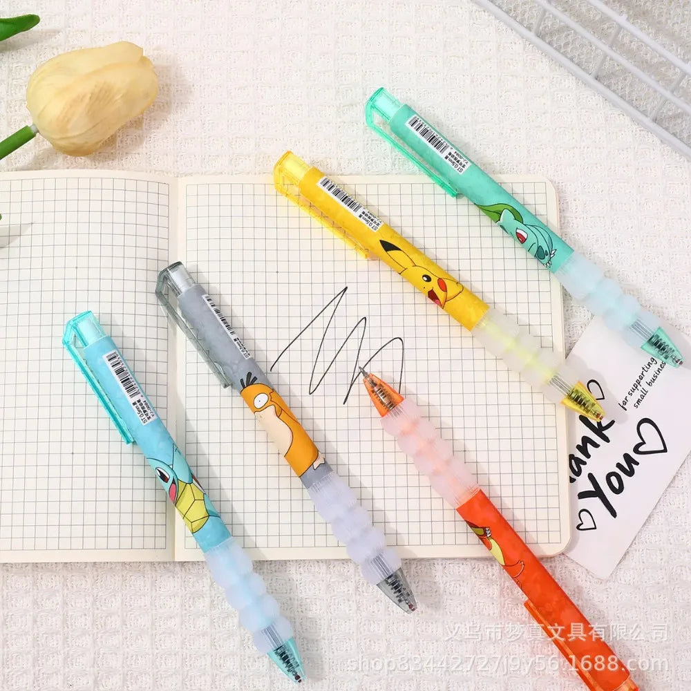 5pcs Pikachu Gel Pen Set Pokemon Ballpoint Pen Cartoon Printing Writing Pen Students Stationery Office Supplies