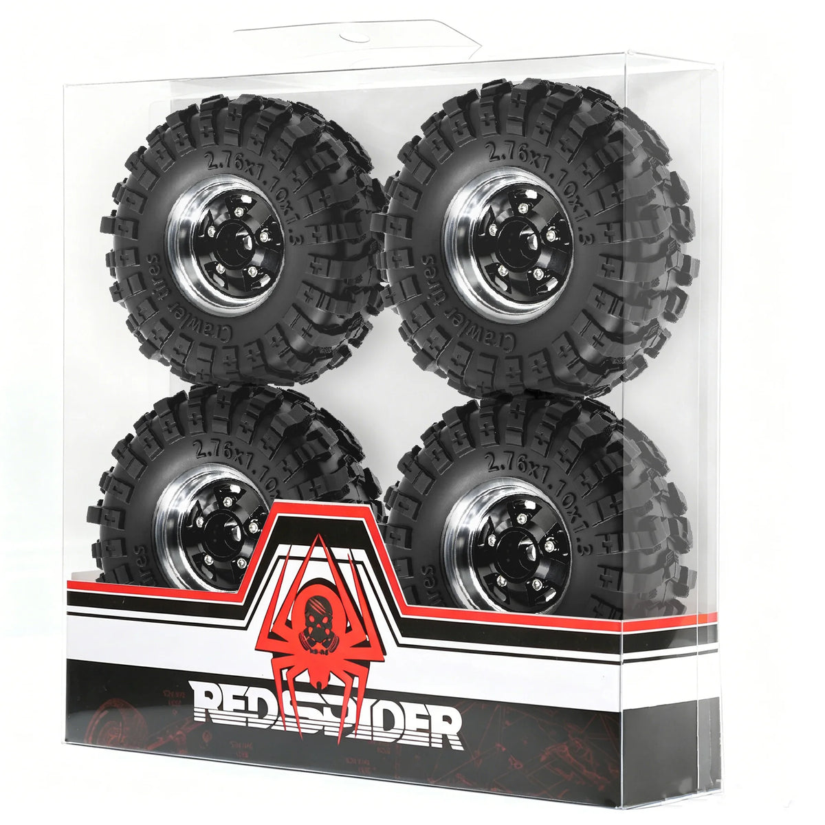 RED SPIDER 4Pcs 1.3 Inch 70mm RC Crawler Rubber Tires Metal Beadlock Wheel Rims Off‑Road Tyre Set for 1/18 1/24 RC Crawler Axial SCX24 FMS FCX24 RC Car Upgrade Spare Parts