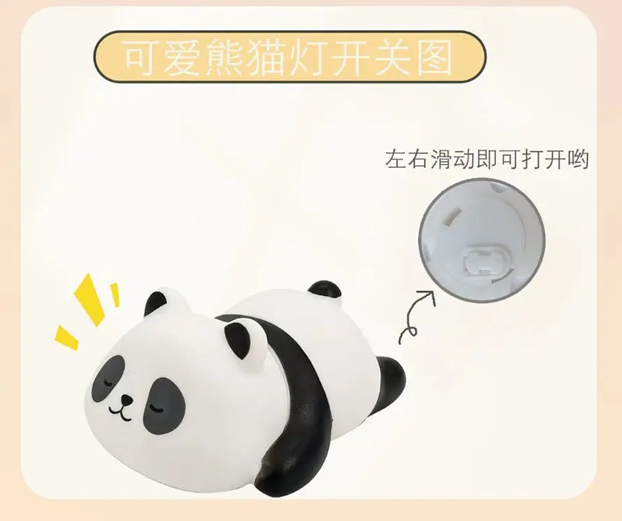 Panda Tap Night Light Soft Ambient Bedroom Lamp Sitting Prone Ornament Eye Friendly Sleep Aid Kawaii Decoration Holiday Gift