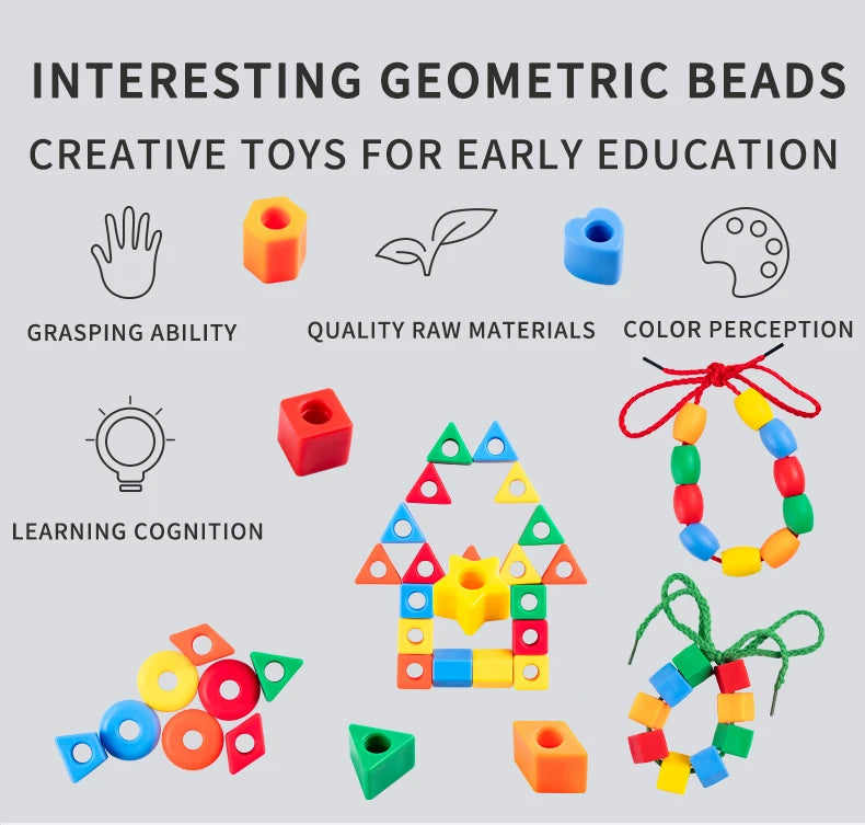 Beaded Diy Handmade Puzzle Wearing Beads Building Blocks EarlyEducation Geometry Shape Bracelet Toy