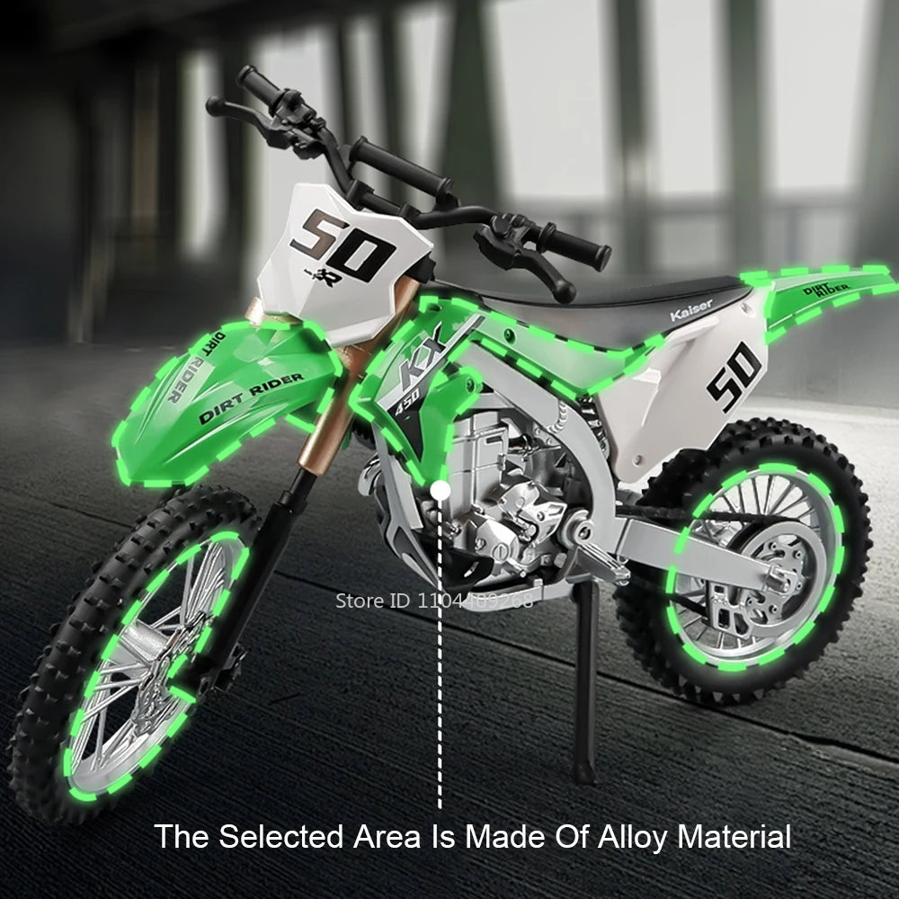 Scale 1:12 Scale KX450 400 Motorcycle Model Toy Shock Absorption Linkage Steering Alloy Diecast Motor Models for Boyfriend