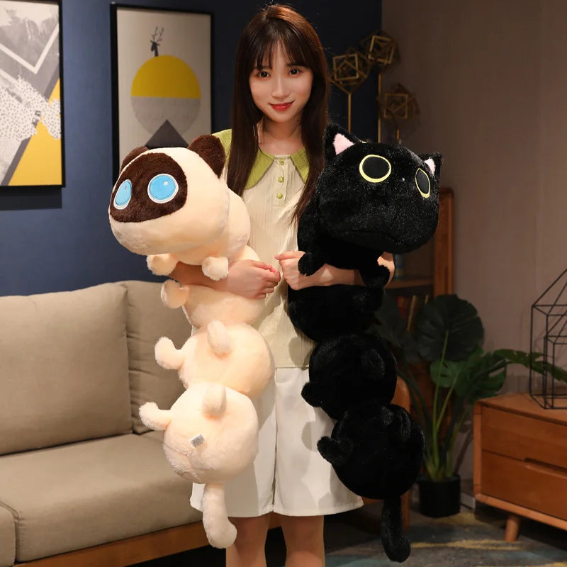 Giant Cute Soft Cat Plush Sleep Long Pillow Cushion Kawaii Black Cat Soft Plush Toys Gift