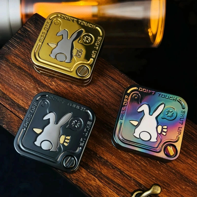 SNAP Grumpy Rabbit Fidget Spinner Tuning Fork Three Layers Magnetic Side Push Slider Metal Decompression Fingertip EDC Toy