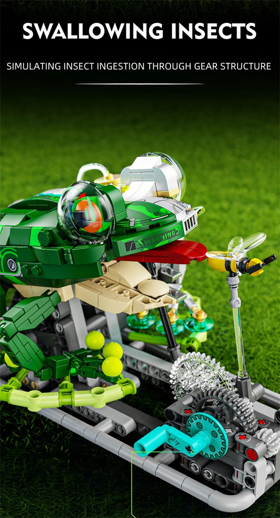 Mechanical Shark Building Set, Sea Life Crocodile Parrot Mantis Frog Manta Ray Building Blocks Light, Animal Toys Gift for Kid