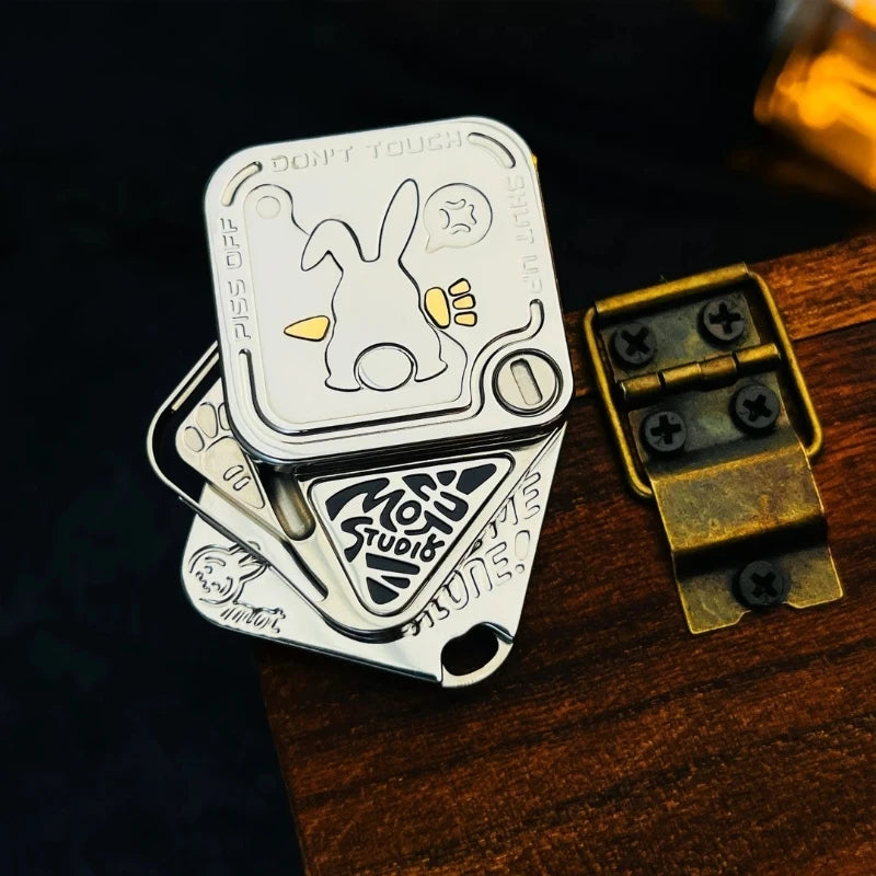 SNAP Grumpy Rabbit Fidget Spinner Tuning Fork Three Layers Magnetic Side Push Slider Metal Decompression Fingertip EDC Toy