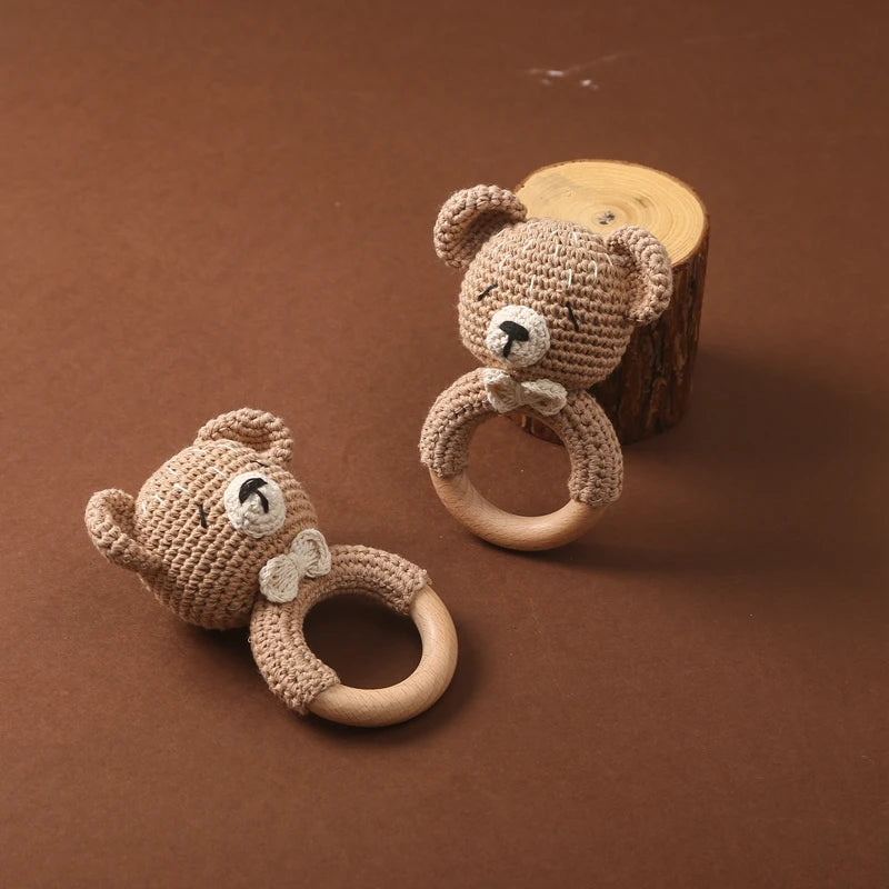 Baby Toys Crochet Animal Rattle Cartoon Music Rattle Toys for Baby Kawaii Teether Rattle Baby Toy 0 12 Months Montessori Toys