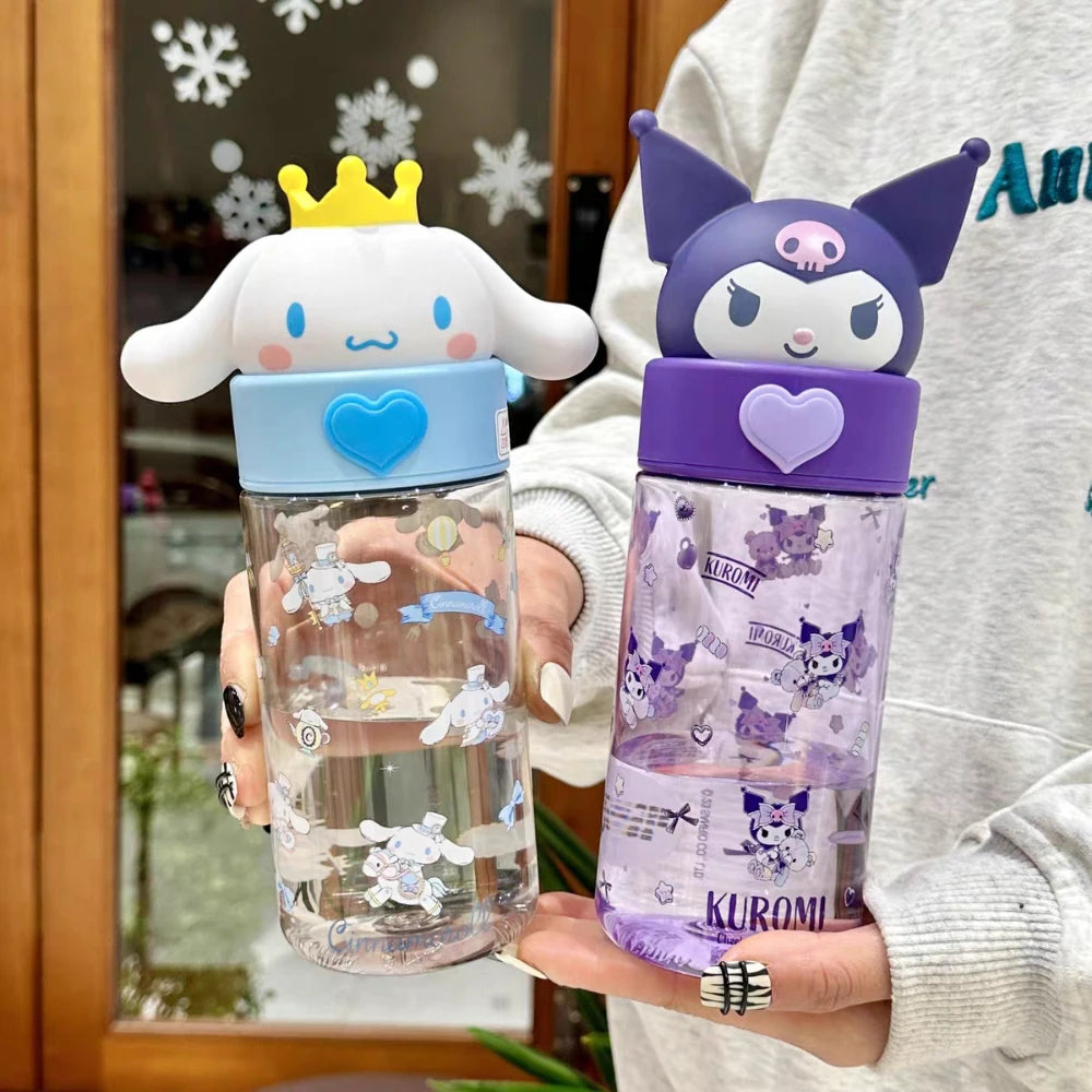 500ML Sanrio Hello Kitty Kuromi Clear Mug Anime Melody Student Outdoor Camping Kawaii Water Reservoir Water Mugs Friend Gifts