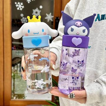 500ML Sanrio Hello Kitty Kuromi Clear Mug Anime Melody Student Outdoor Camping Kawaii Water Reservoir Water Mugs Friend Gifts