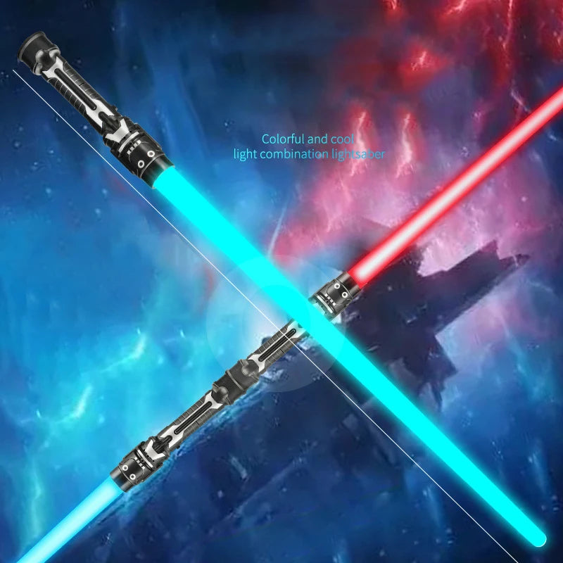 Children Colorful Glowing Sword Toys Laser Sword Lightsaber Red and Blue Double Saber Telescopic Music Cosplay Cool Flashing Toy