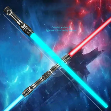 Children Colorful Glowing Sword Toys Laser Sword Lightsaber Red and Blue Double Saber Telescopic Music Cosplay Cool Flashing Toy