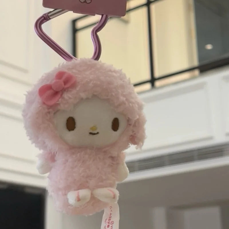 Kawaii Sanrios My Sweet Piano Plush doll Keyring Cartoon My Melody Stuffed Toys Pendant Cute Pink Sheep Piano Keychains Gifts