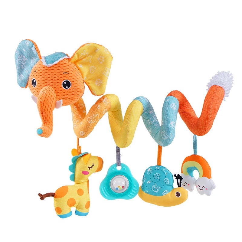Car Seat Toys Infant Color Elephant Stroller Stretch Spiral Activity Baby Hanging Toys for Crib Mobile Newborn Sensory Toy Gifts