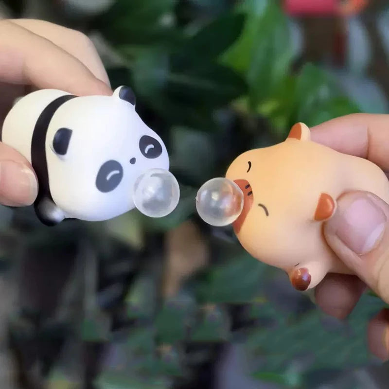 Funny Bubble Blow Squishy Toy Pop Out Squeeze Toys Cartoon Animal Panda Capybara Squishies Stress Relief Fidget Toy Party Gift