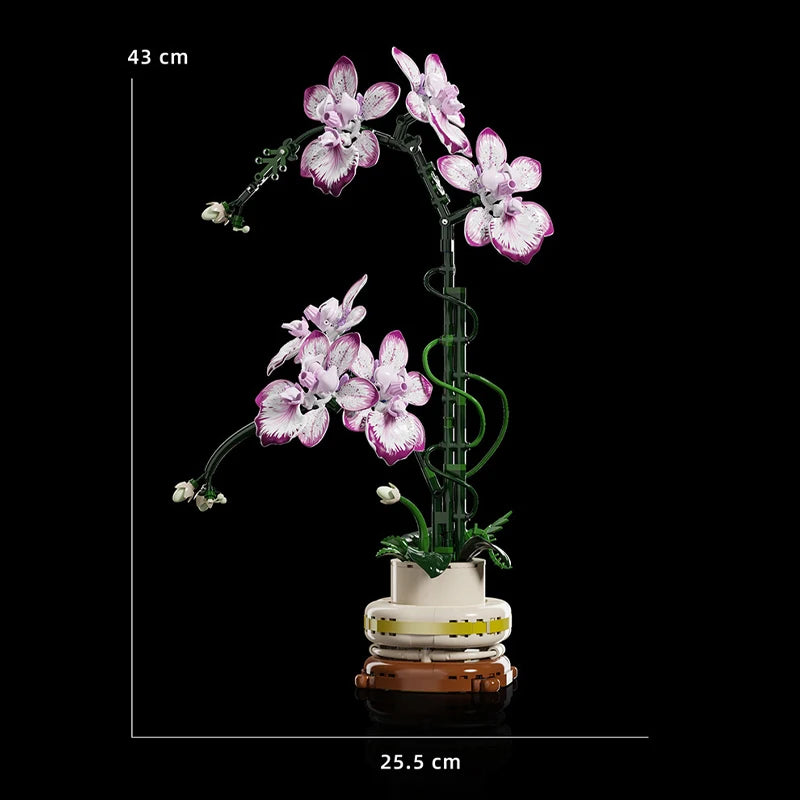 Creative Orchid Cymbidium Eternal Flowers Potted Plant Building Blocks Simulation Phalaenopsis DIY Bricks Toys Valentine's Gift