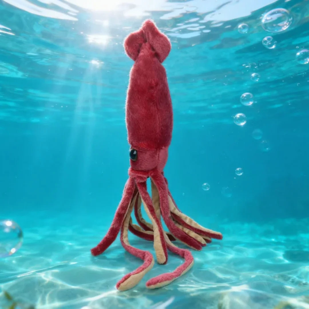 Cute Wine Red Deep Sea Squid Plush Toys Soft Plushie Stuffed Animal Collectible Birthday Christmas Gift for Kids Home Decor