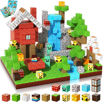 Magnetic Building Blocks Mine World Magnetic Forest House Brick Cube Toys Set STEM Sensory 2025 Best Gift for 3+ Boy Girl Kid
