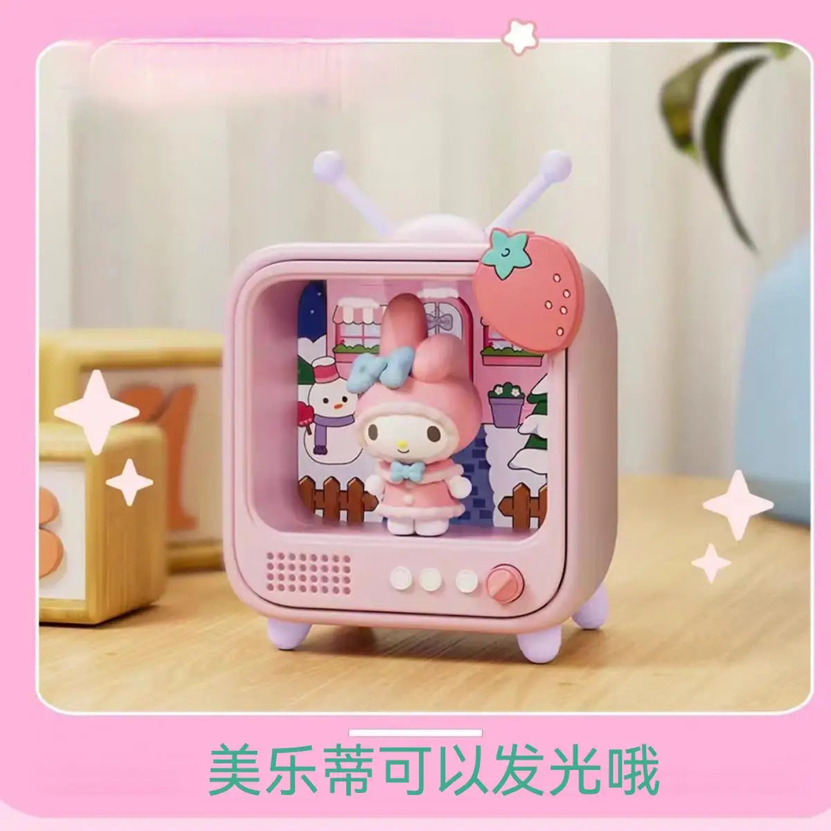 kawaii Sanrio Character TV Channel Series Luminous Night Light Toys Anime Kuromi Cinnamoroll HelloKitty Girls Desktop Ornaments