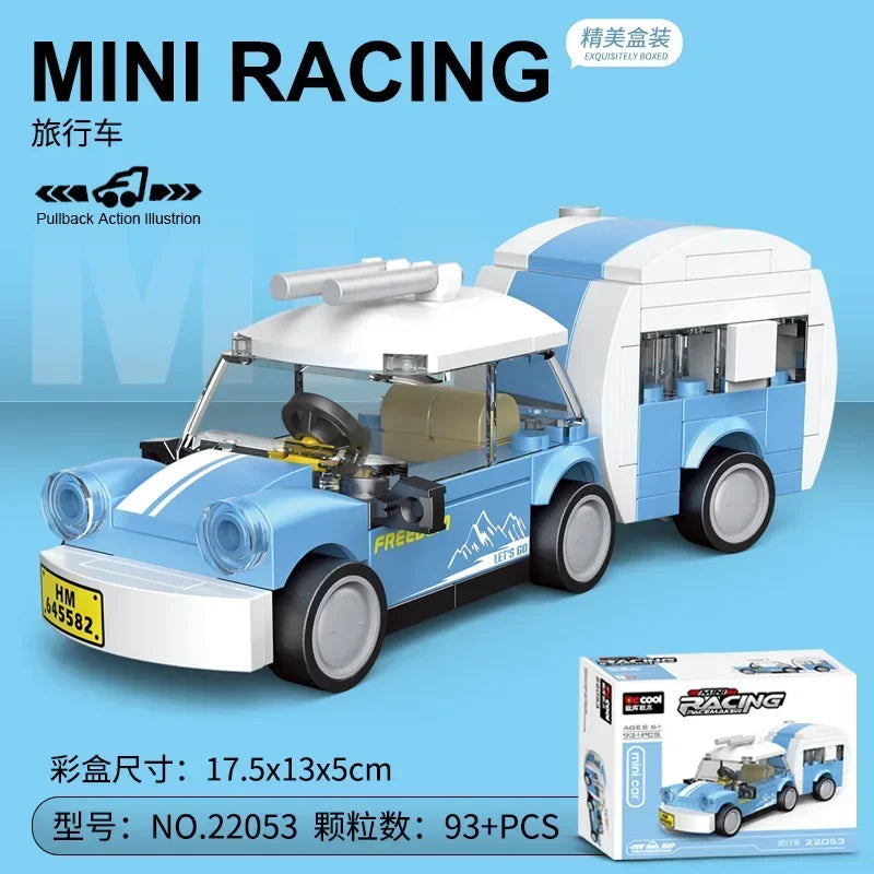 Racing Car Bus Engineering Vehicle Ambulance Pull Back Model Building Blocks Brick Toys Children Boys Birthday Gift Brick