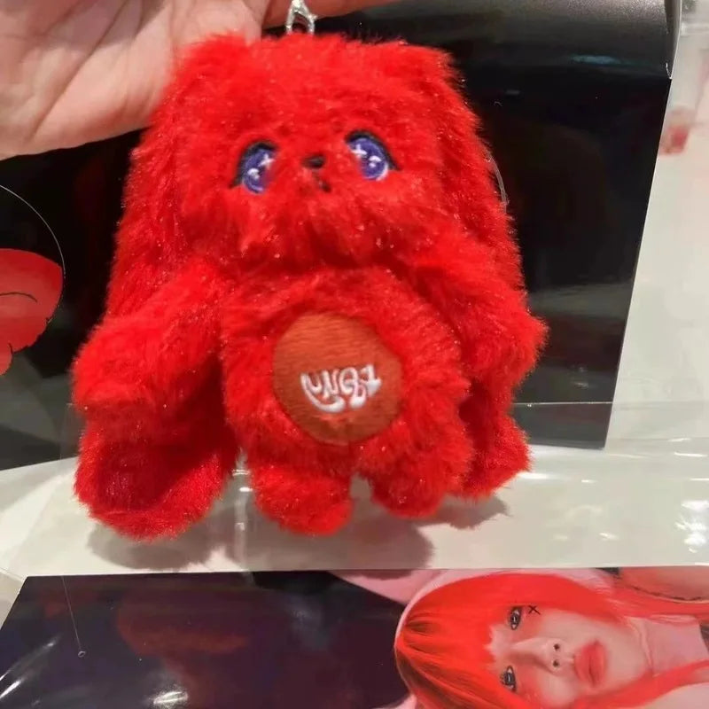 New Yuqi Cute 15cm Red Rabbit Plush Toy Keychain Cartoon Red Rabbit Backpack Pendant,Celebrity Fans Support Collection Gift