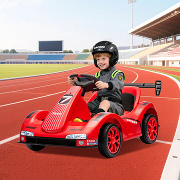 Kids Electric Drift Go Kart With 2.4G Remote Control, Dual 380 Motors, LED Lights, Music, 2 Speeds, Ride On Car For Ages 3-8