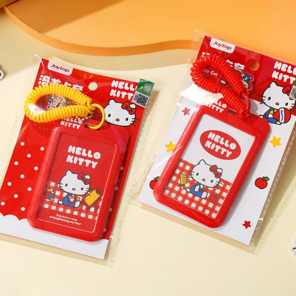 Genuine Sanrio Hello Kitty Slide ID Card Holder Door Badge Holder Lanyards Keychain Work Credential Case Employee Pass Gift