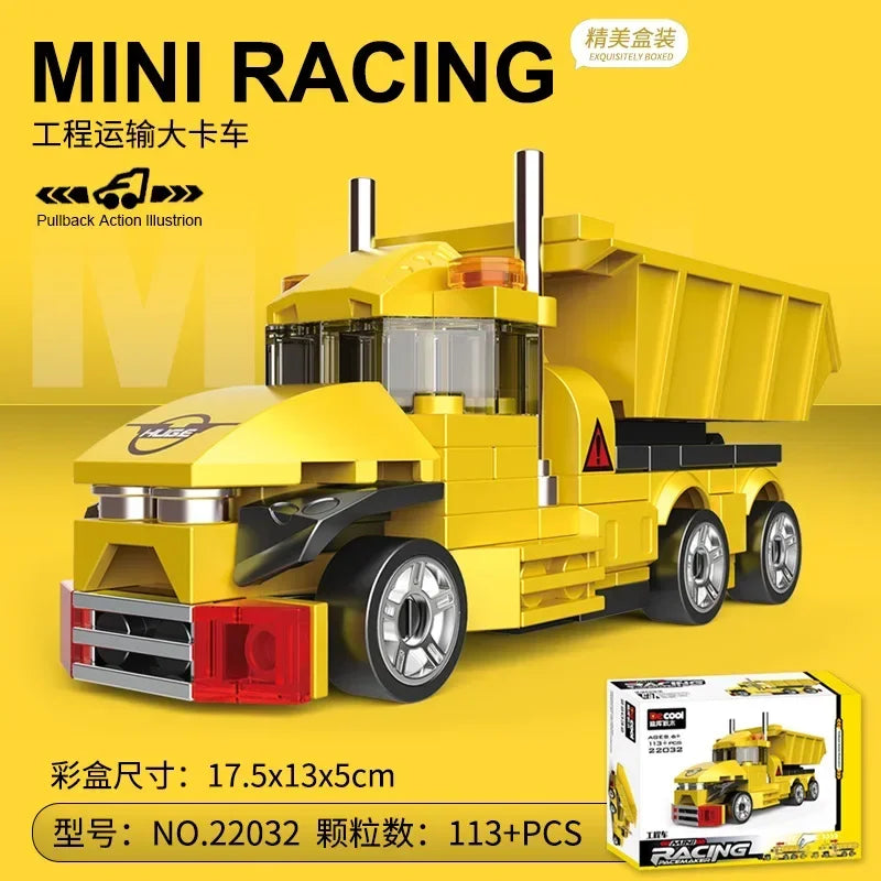 Racing Car Bus Engineering Vehicle Ambulance Pull Back Model Building Blocks Brick Toys Children Boys Birthday Gift Brick