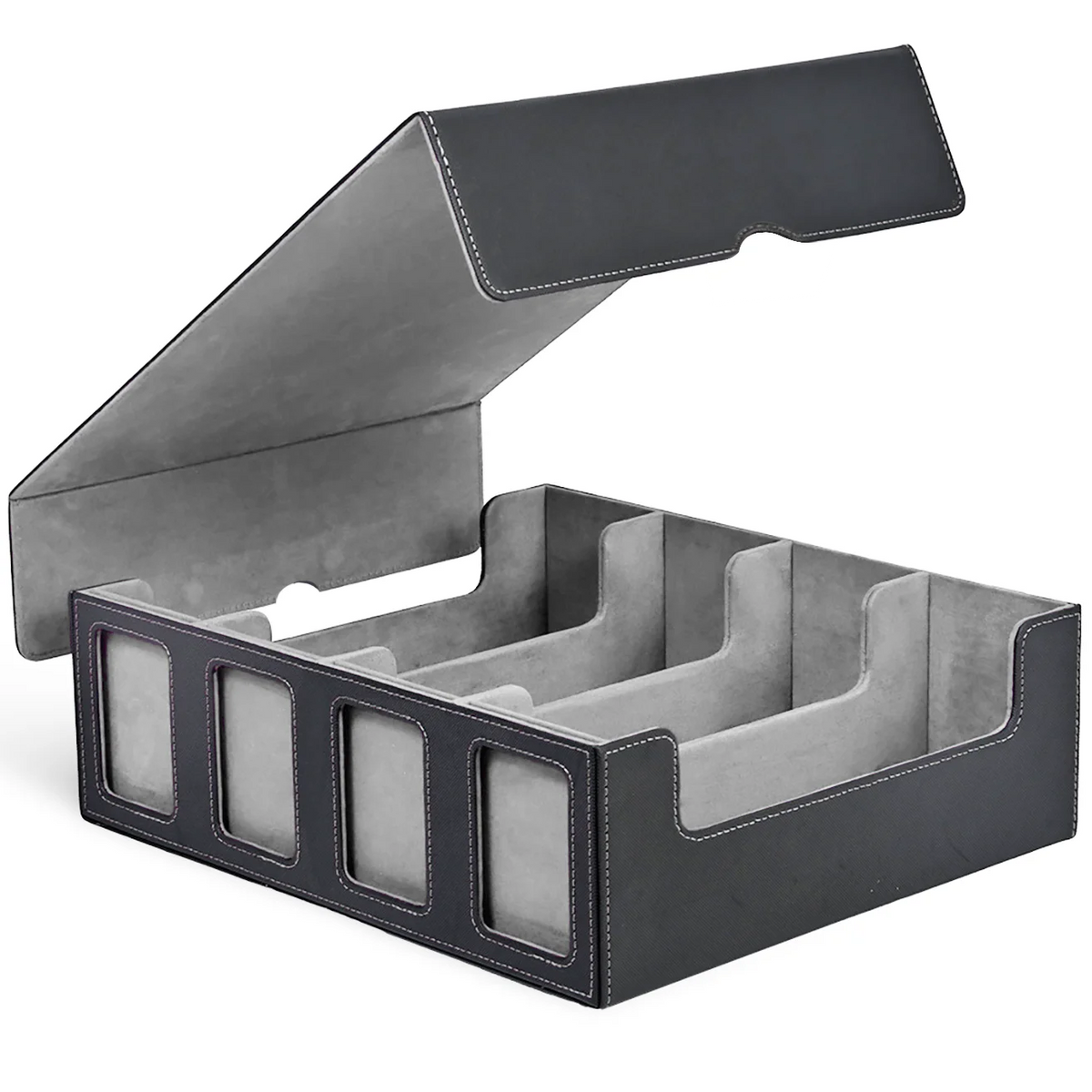 Trading Card Storage Box with Display; 4-Row Deck Case with Removable Lid; 2400+ Deck Box for with Removable Cover; Card Case Fits Magic TCG PTCG Sports Cards