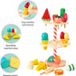 Wooden Ice Cream Counter Playset for Toddler Toys,  Montessori Pretend Play Food Toys Kitchen Accessories