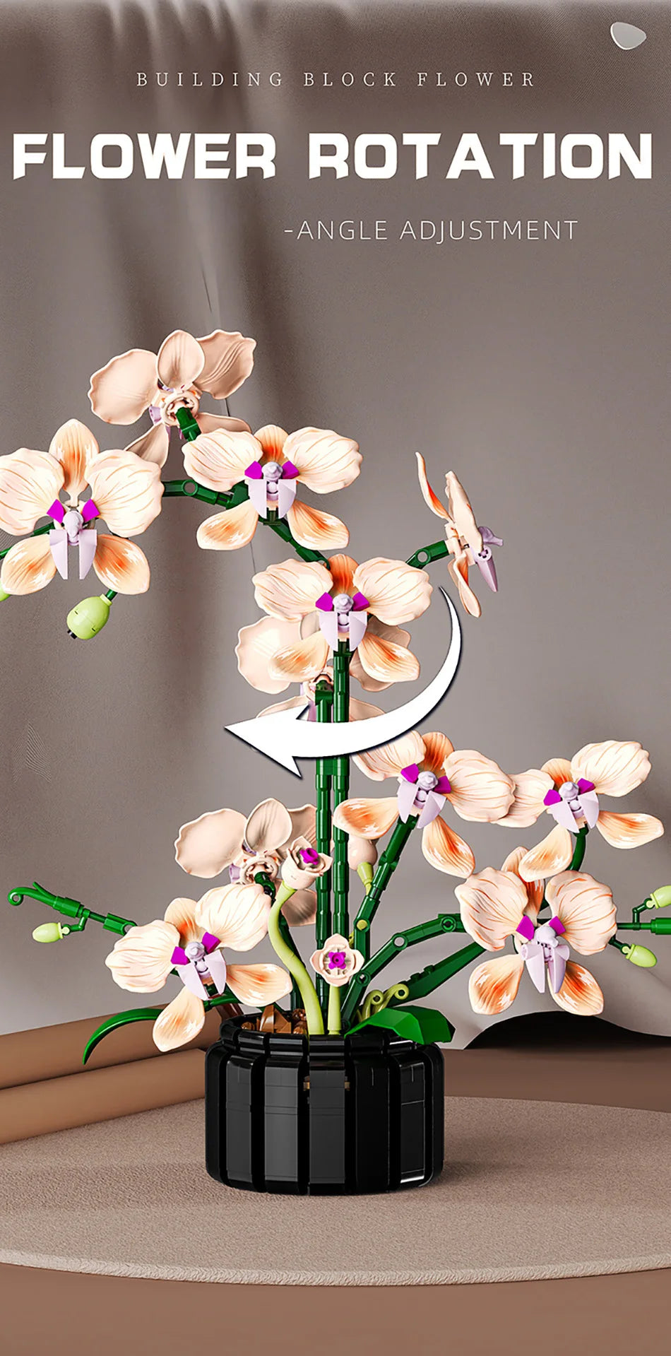 Creative Orchid Cymbidium Eternal Flowers Potted Plant Building Blocks Simulation Phalaenopsis DIY Bricks Toys Valentine's Gift