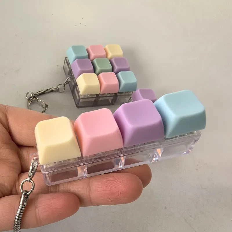 4/9 Keyboard Press Key Toy Decompression for Toys Anti Stress Finger Keyboard Games Keychain Accessory