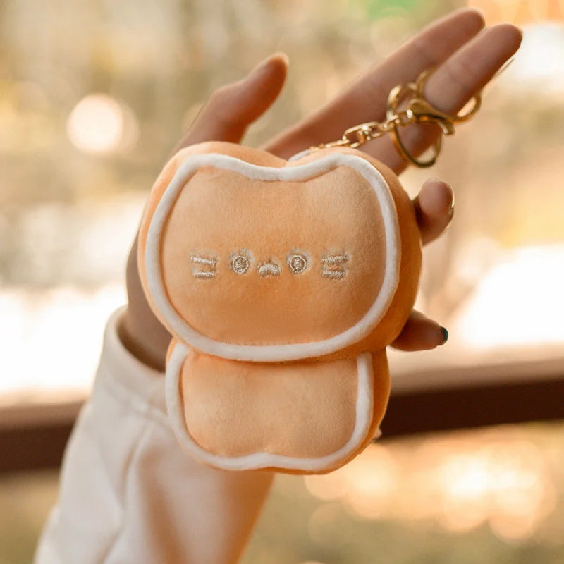 10cm Kawaii Lifelike Butter Biscuit Cat Plush Toy Keyring for Girls Bag Ornament Cute Pendant Dolls Toys for Kids Birthday Gift