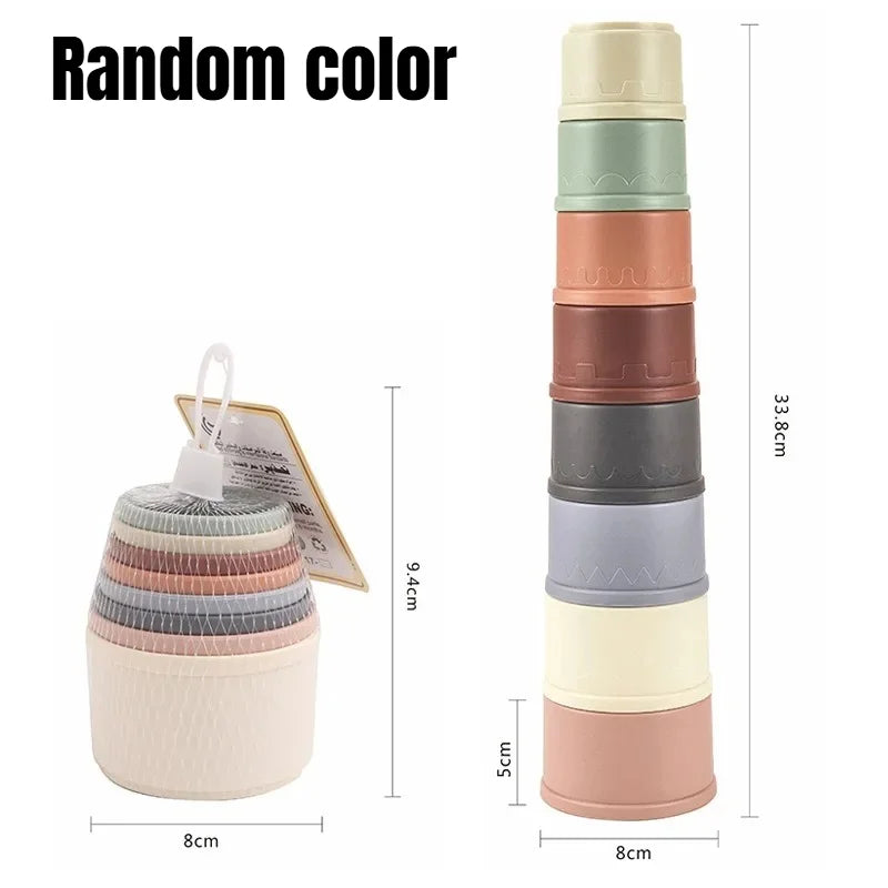Baby Montessori Cup Stacking Toys Beach Pool Bathtub Educational Toys for Toddler Infant 0-12 Month Xmas Gift