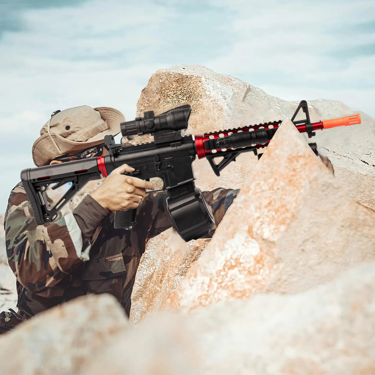 Electric toy guns, gel explosive M418 toy guns, gel water ball launchers, one-button manual-automatic mode, equipped with scopes